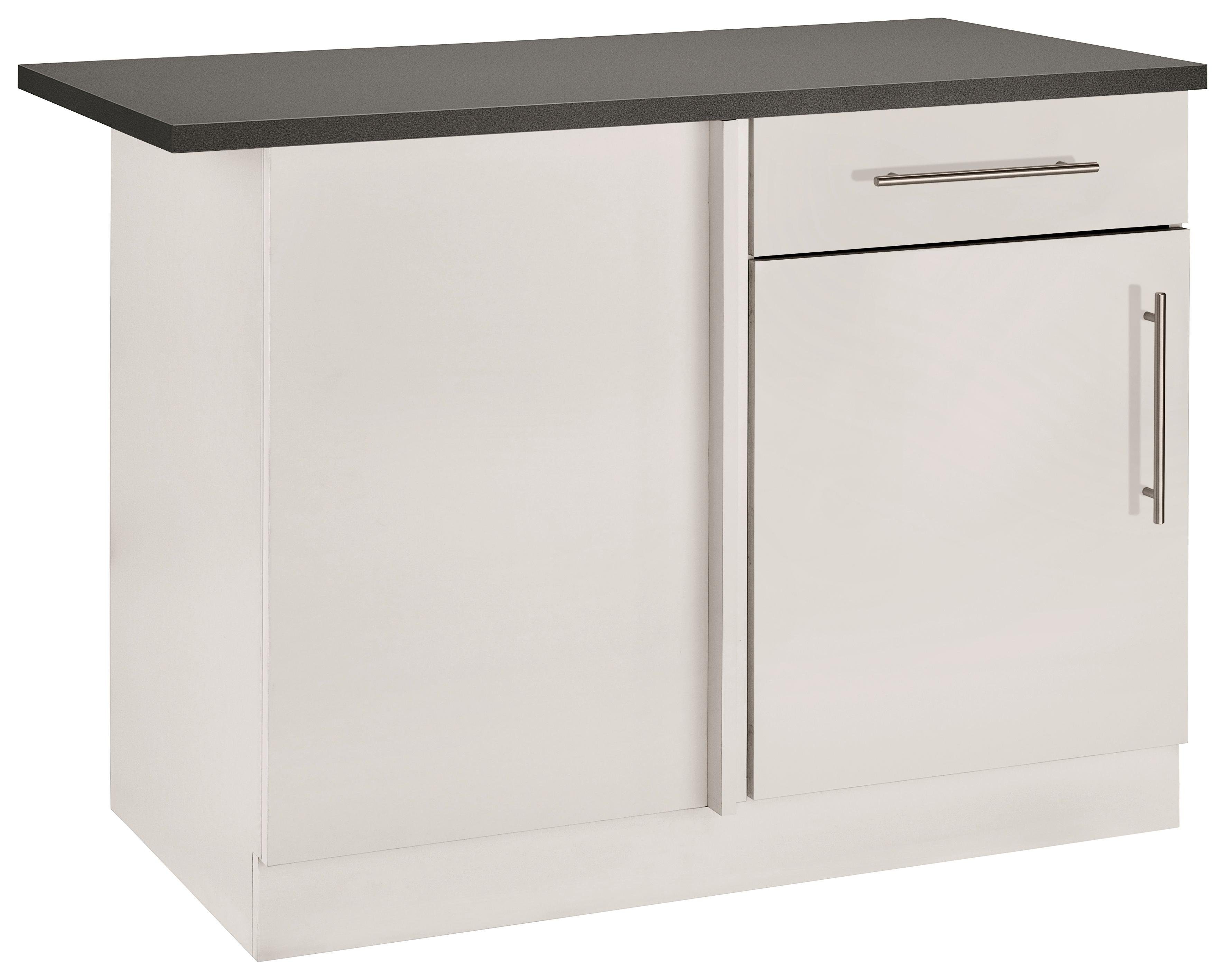 wiho Küchen Eckunterschrank Cali 110 cm breit Front und Korpus: Cashmere, Arbeitsbplatte: Granit Grau | Cashmere