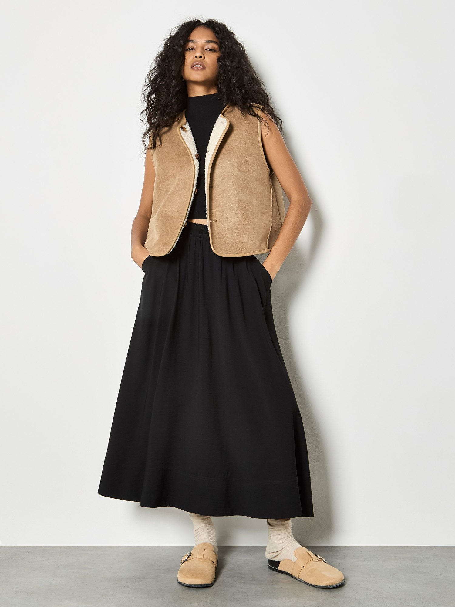 Apricot Midirock A-Linien-Midirock in unifarben