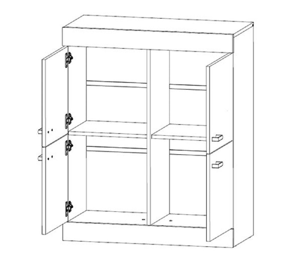 Glasvitrine Set, cm x + Feldmann-Wohnen Wandpaneel 300,1 (Anbauwand Highboard 1 193,1 cm Gesamtmaße WESTA, 1 62,6 5-St., + 1 B/T/H: Wohnwand + x cm 1 TV-Lowboard 1 Wandregal), +