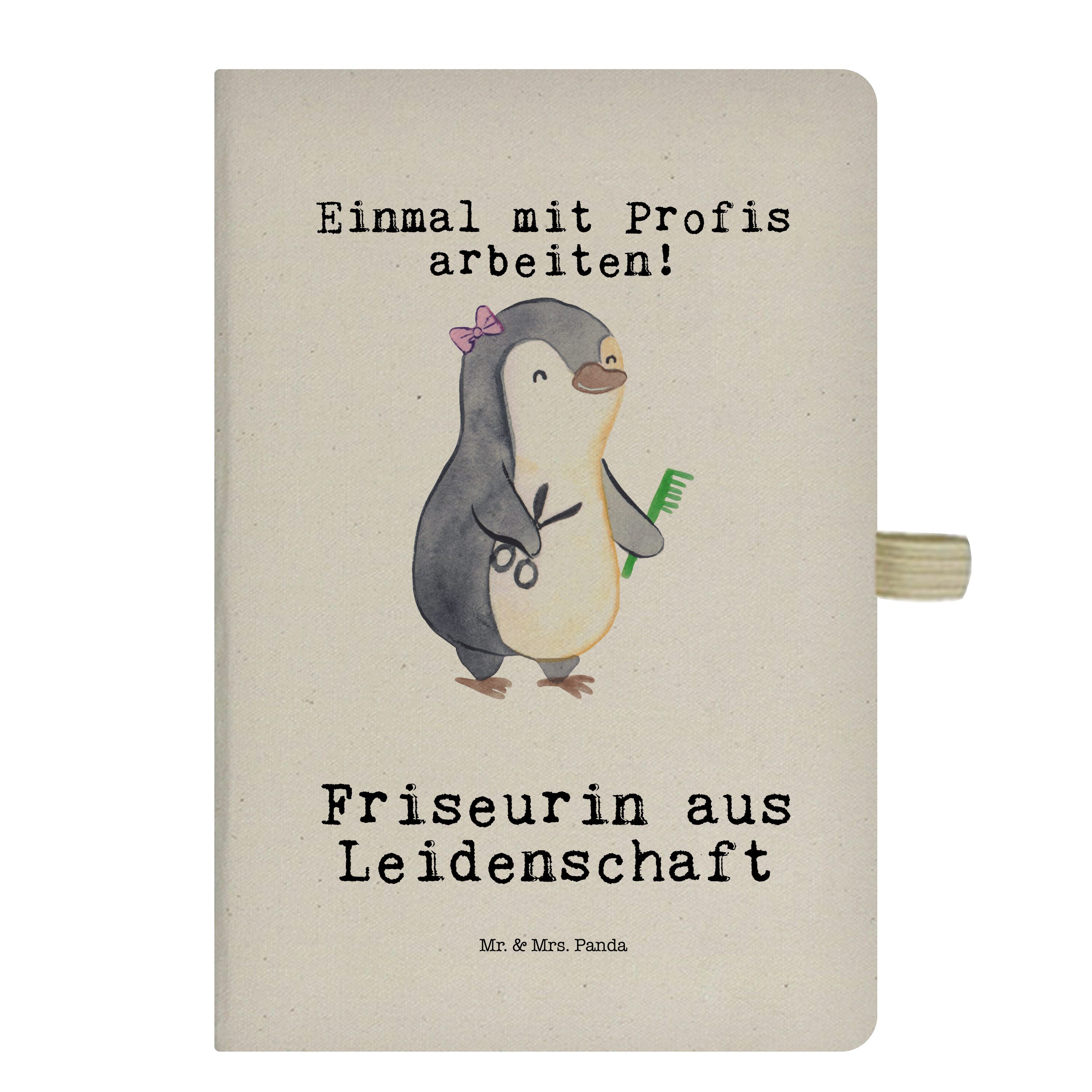 Mr. & Mrs. Panda Notizbuch Friseurin aus Leidenschaft - Transparent - Geschenk, Kladde, Jubiläum Mr. & Mrs. Panda