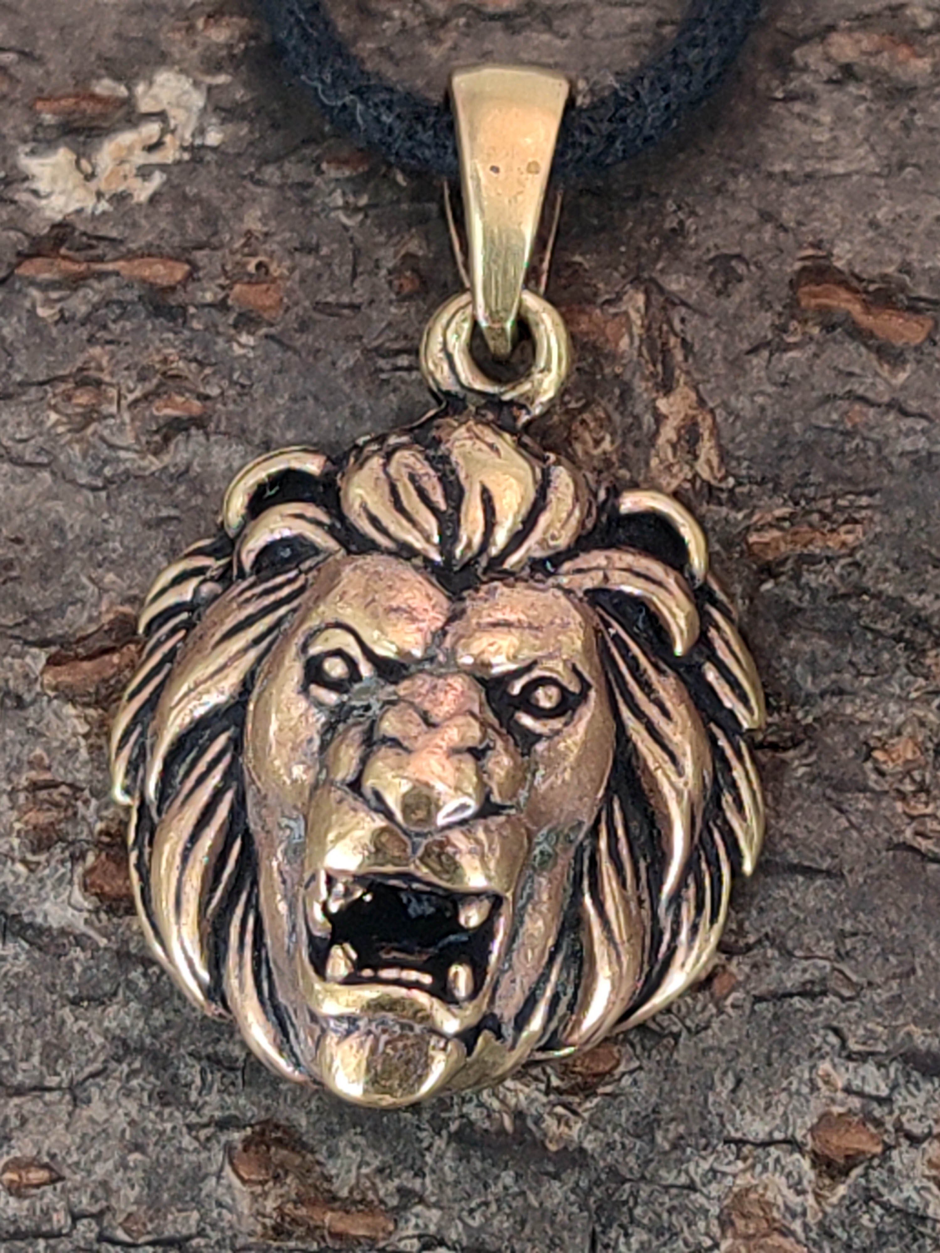 Löwenkopf Bronze Leather Schädel of Kettenanhänger King Kiss Nr.174 Löwe Kopf Lion Löwen