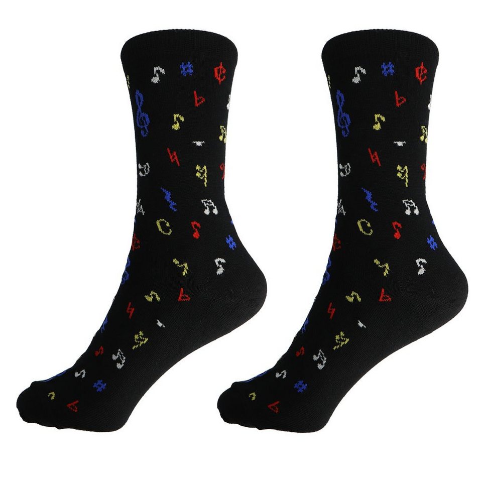 mugesh Freizeitsocken Musik-Socken schwarz mit Noten für Musiker