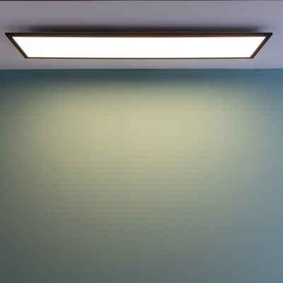 Lightbox LED Deckenleuchte, CCT - über Fernbedienung, LED fest integriert, RGB, Farbwechsler, warmweiß - kaltweiß, LED Panel, WiZ, RGB-Backlight, 120 x 30 cm, 3800 lm, dimmbar, schwarz