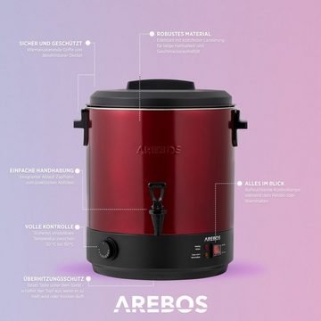 Arebos Einkoch- und Glühweinautomat 2500 W, Einkochtopf 28 L, mit Thermostat & Überhitzungsschutz, 2500 W, Timer