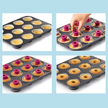 CUCAP Back-Set für Cupcakes, Muffins & Mehr, (4-tlg), inkl. Backform, Backbuch, Backblech & Zentrierhilfe