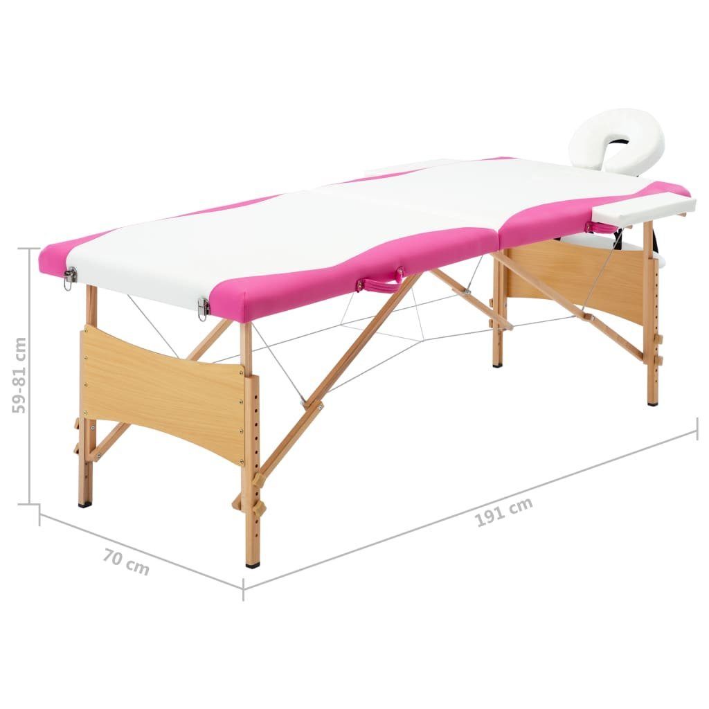 Massageliege Klappbar und Holzgestell Rosa Weiß Massageliege vidaXL mit 2-Zonen