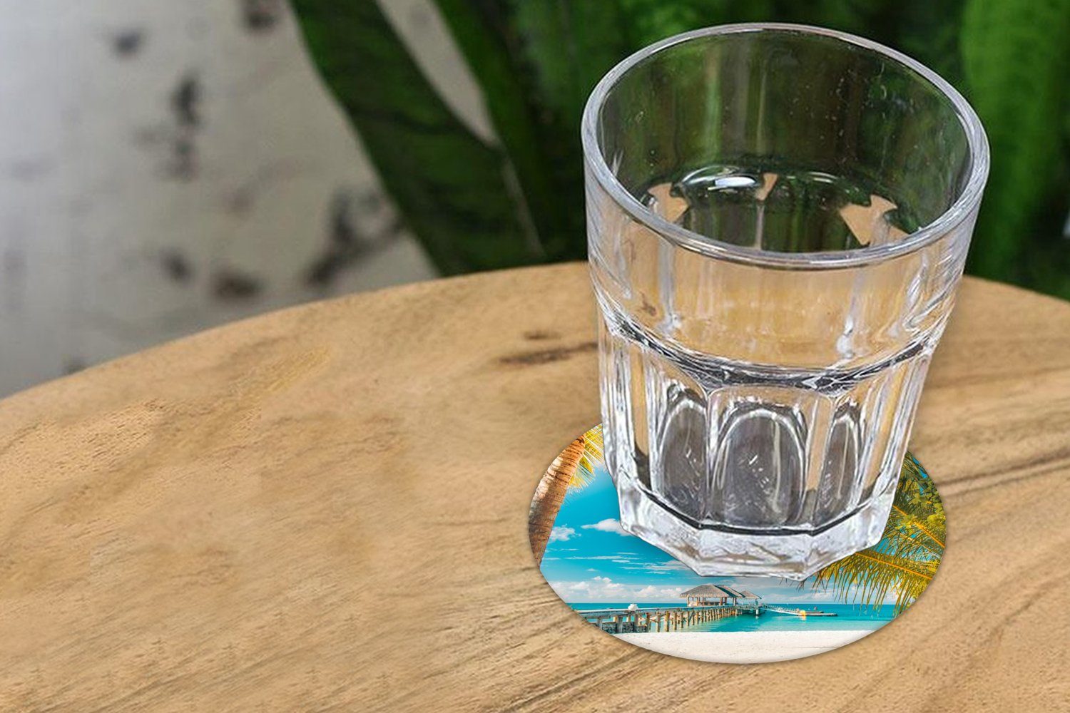 MuchoWow Glasuntersetzer Tropisch - Strand Gläser, Tassenuntersetzer, für 6-tlg., Getränkeuntersetzer, Tasse, Becher Zubehör - Palme, Korkuntersetzer