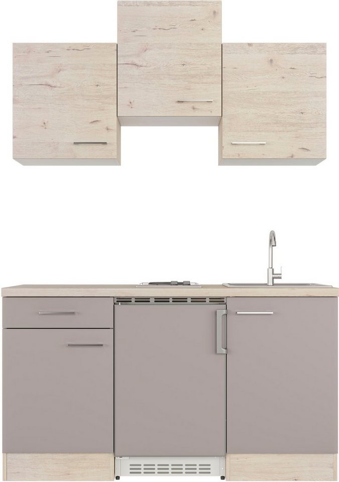 Flex-Well Küche Riva, Breite 150,5 cm, mit Unterbau-Kühlschrank, Kochfeld  und Spüle
