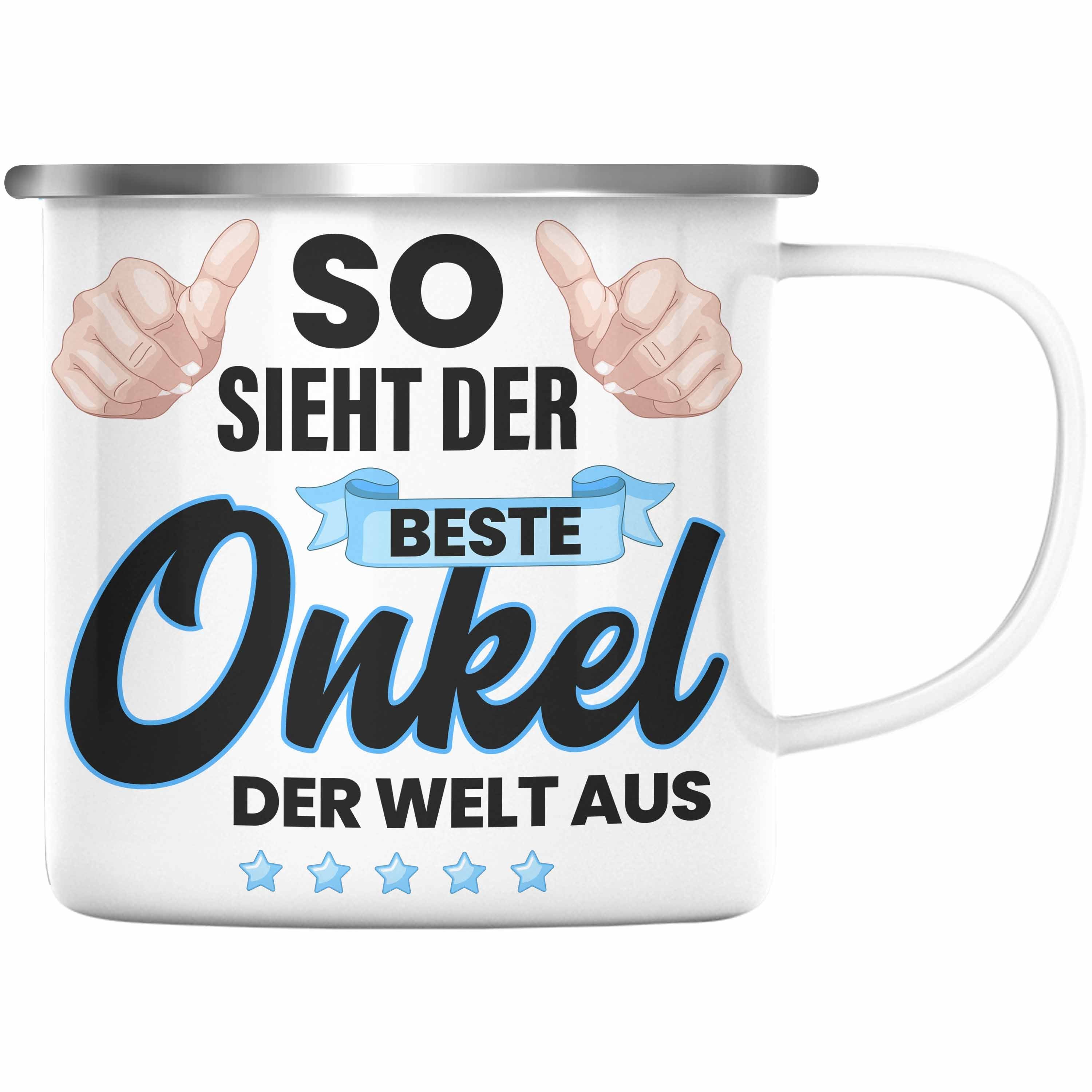 Trendation Thermotasse Trendation - Bester Nichten Lustige Neffe Tasse Onkel Silber Emaille Nichte für Lustig Geschenk Geschenkidee Onkel von Spruch Geschenke