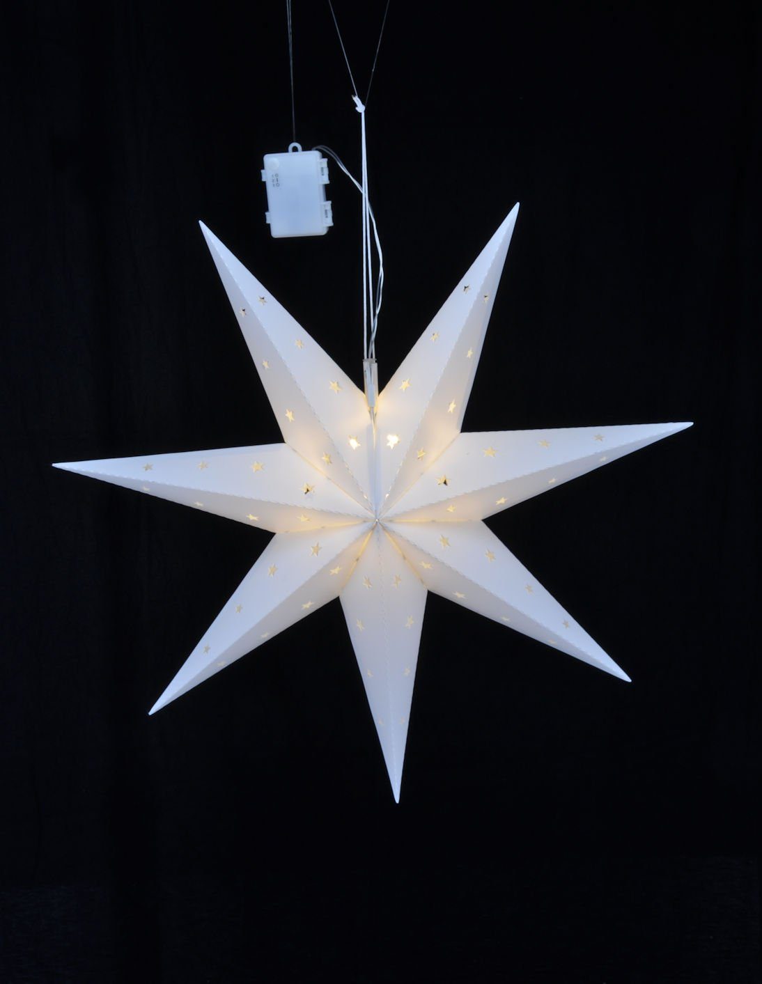 Spetebo LED Stern LED Weihnachtsstern 60x21 cm - 12 warmweiße LED, 2, LED fest integriert, warmweiß, Deko Papierstern hängend - Weihnachten Advent