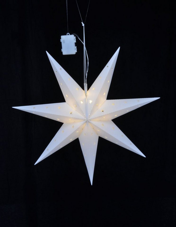 Spetebo LED Stern LED Weihnachtsstern 60x21 cm - 12 warmweiße LED, 2, LED fest integriert, warmweiß, Deko Papierstern hängend - Weihnachten Advent
