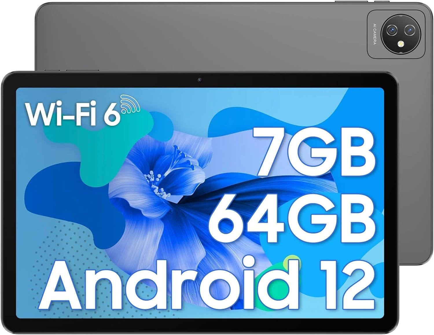 blackview Quad-Core Prozessor Tablet (10", 64 GB, Android 12, Mit einem hochwertigen % eleganten Design, Einfach Benutzeroberfläche)