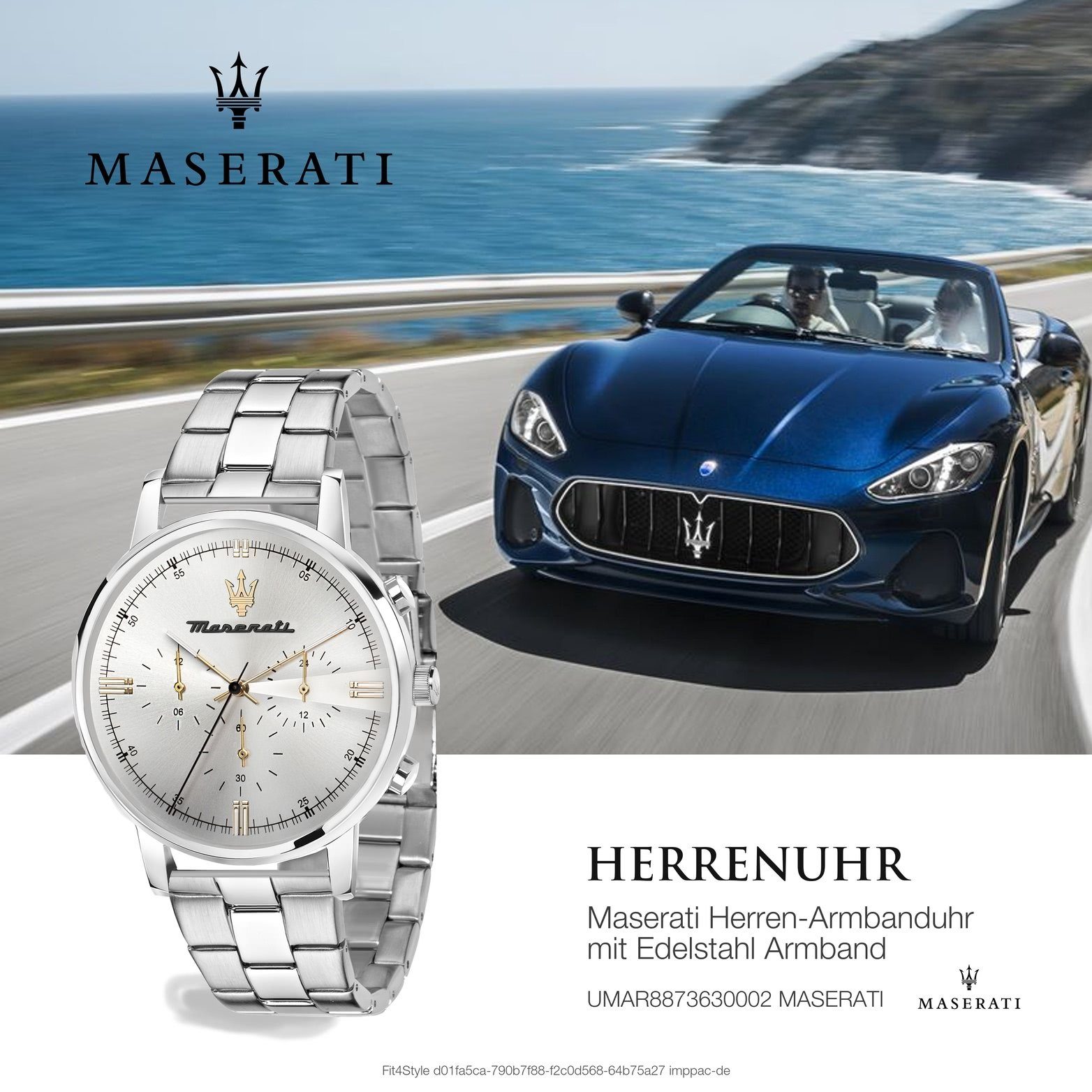 Maserati Multifunktionsuhr rundes Edelstahl Edelstahlarmband, MASERATI (ca42x51,5mm) Herren, Uhr, silber Damenuhr Gehäuse