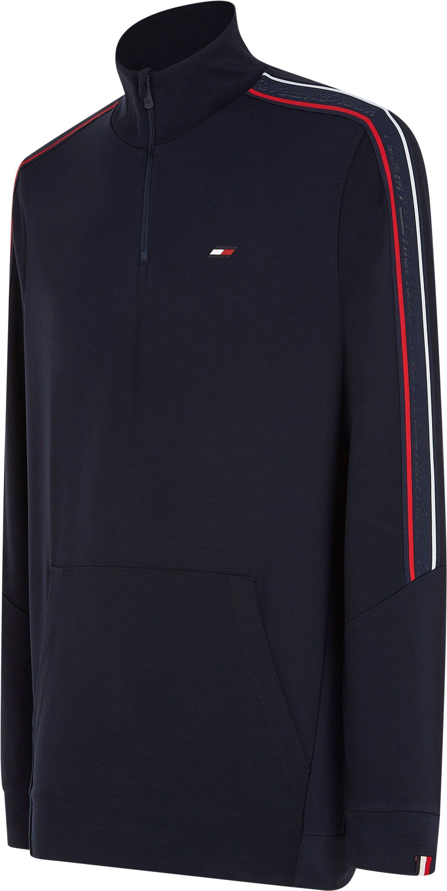 Tommy Hilfiger Sport Longsweatshirt TEXTURED TAPE 1/4 ZIP mit Tommy Hilfiger  Logoband an den Schultern und Oberarmen | Strickkleider