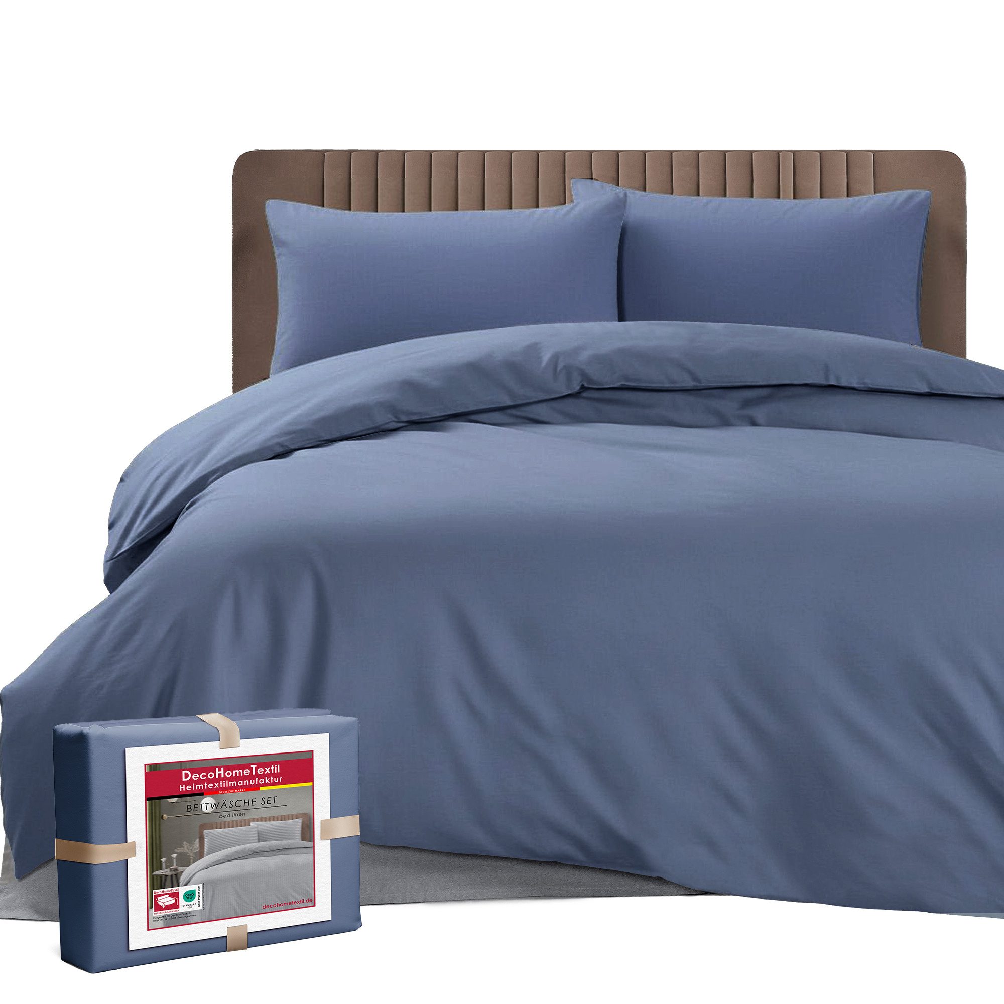 DecoHomeTextil Heimtextilmanufaktur Bettwäsche Set Bettgarnitur mit Reißverschluss Polycotton Uni