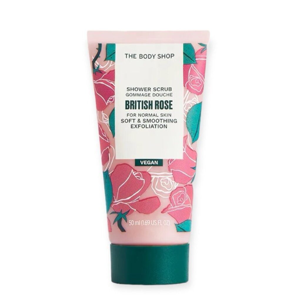 The Body Shop Körperpeeling British Rose Smoothing Shower Scrub (Duschpeeling) - Inhalt: 50 ml