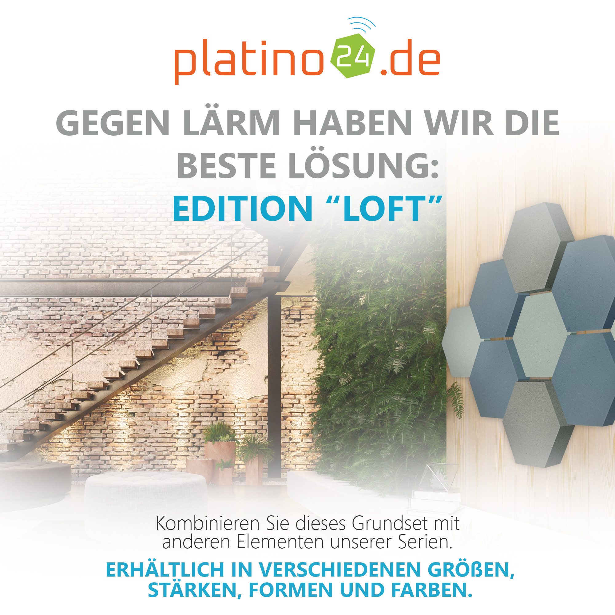 platino24 3D Wandpaneel Edition LOFT 9 Elemente 3D m I Ø 300mm, Schalldämmung Wand & Decke