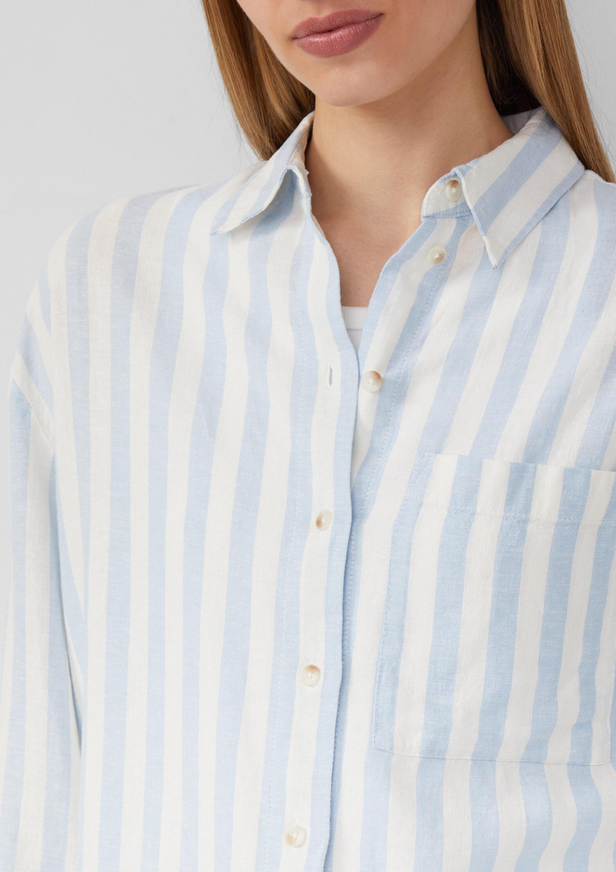 s.Oliver Langarmbluse Bluse Hemdbluse aus Leinenmix im Relaxed Fit