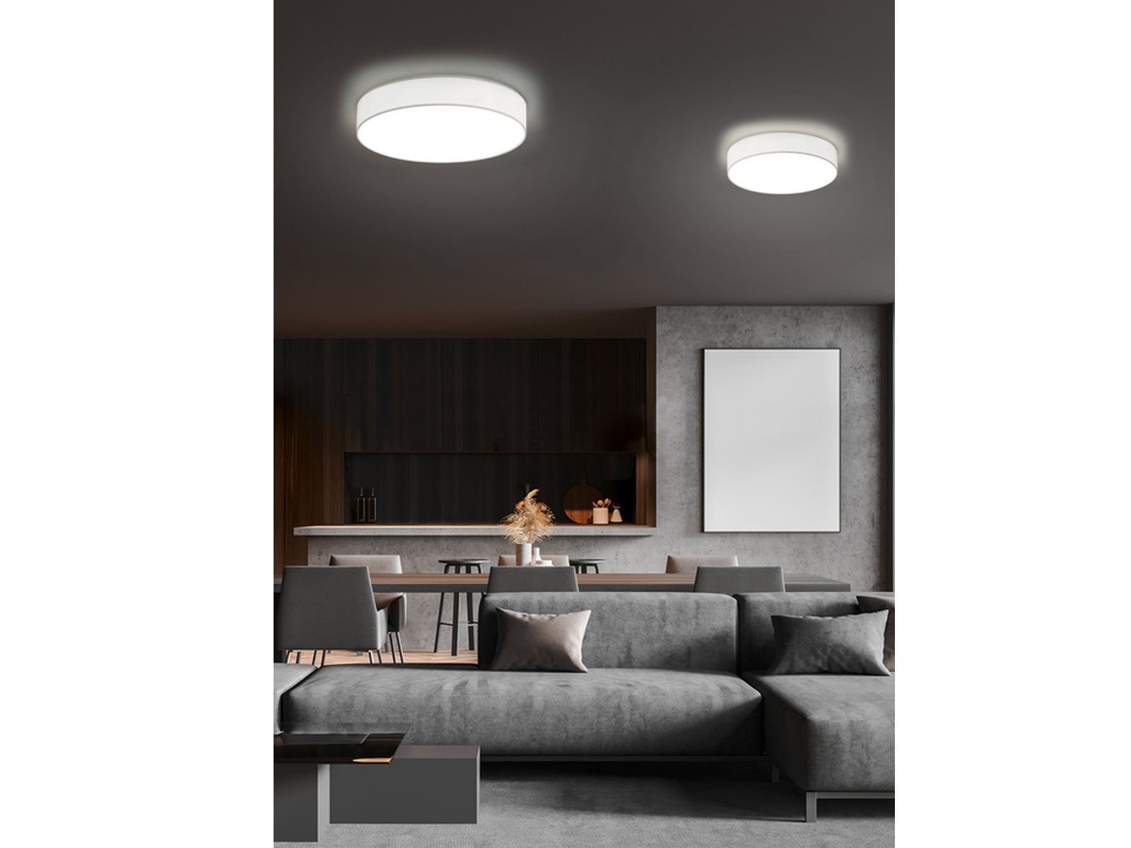 dimmbare Lampen-schirm LED Weiß LED 2er-SET Stoff meineWunschleuchte integriert, mit Deckenleuchte, Warmweiß, Dimmfunktion, Design-klassiker flache fest