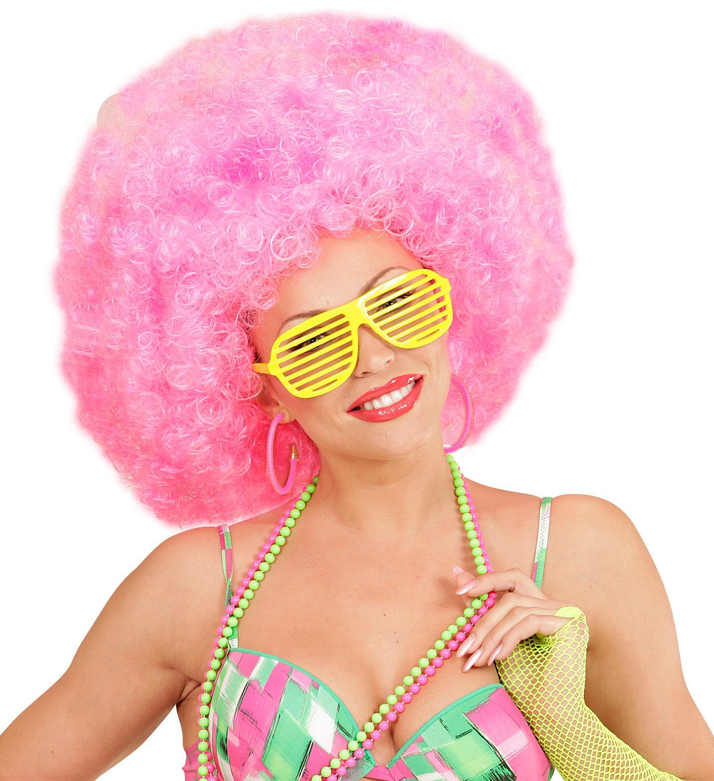 Widmann S.r.l. Kostüm Ohrringe 'Discoparty', Neon Pink - Schmuck 80er J