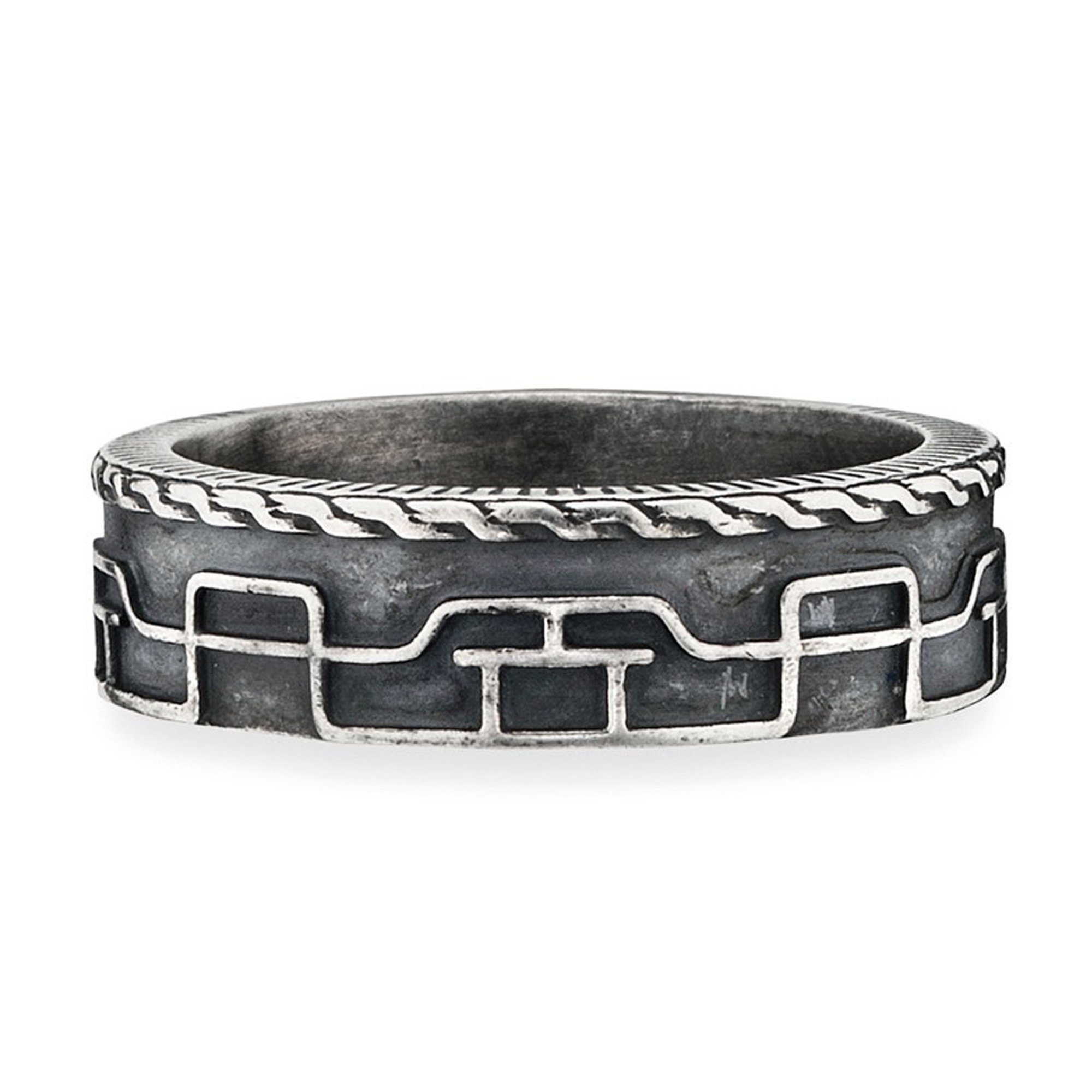 CAÏ Fingerring 925/- Japan Linien Silber Sterling oxidiert