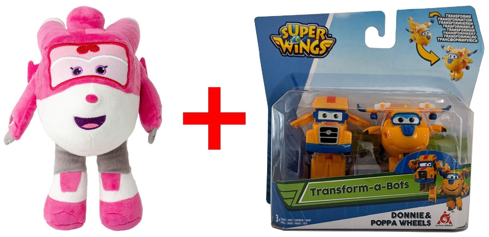 Super Wings Spielfigur Super Wings Plüschfigur DIZZY und Transform-a-Bots, Donnie und Poppan