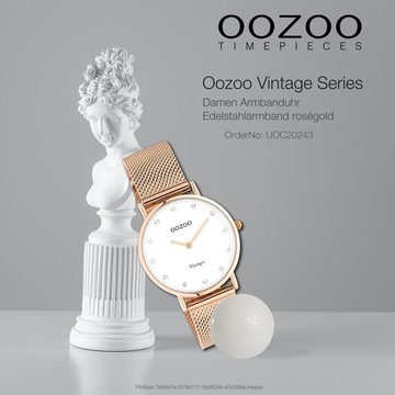 OOZOO Quarzuhr Oozoo Unisex Armbanduhr roségold Analog, (Analoguhr), Damen, Herrenuhr rund, mittel (ca 32mm) Edelstahlarmband, ElegantStyle