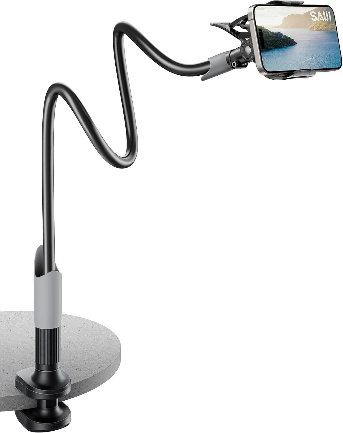 Futicare Handy-Halterung mit flexiblem Schwanenhals für Bett & Tisch – 360° verstellbar,stabile, (Klemme,freihändig nutzbar & für alle Smartphones von 5–10 cm geeignet)