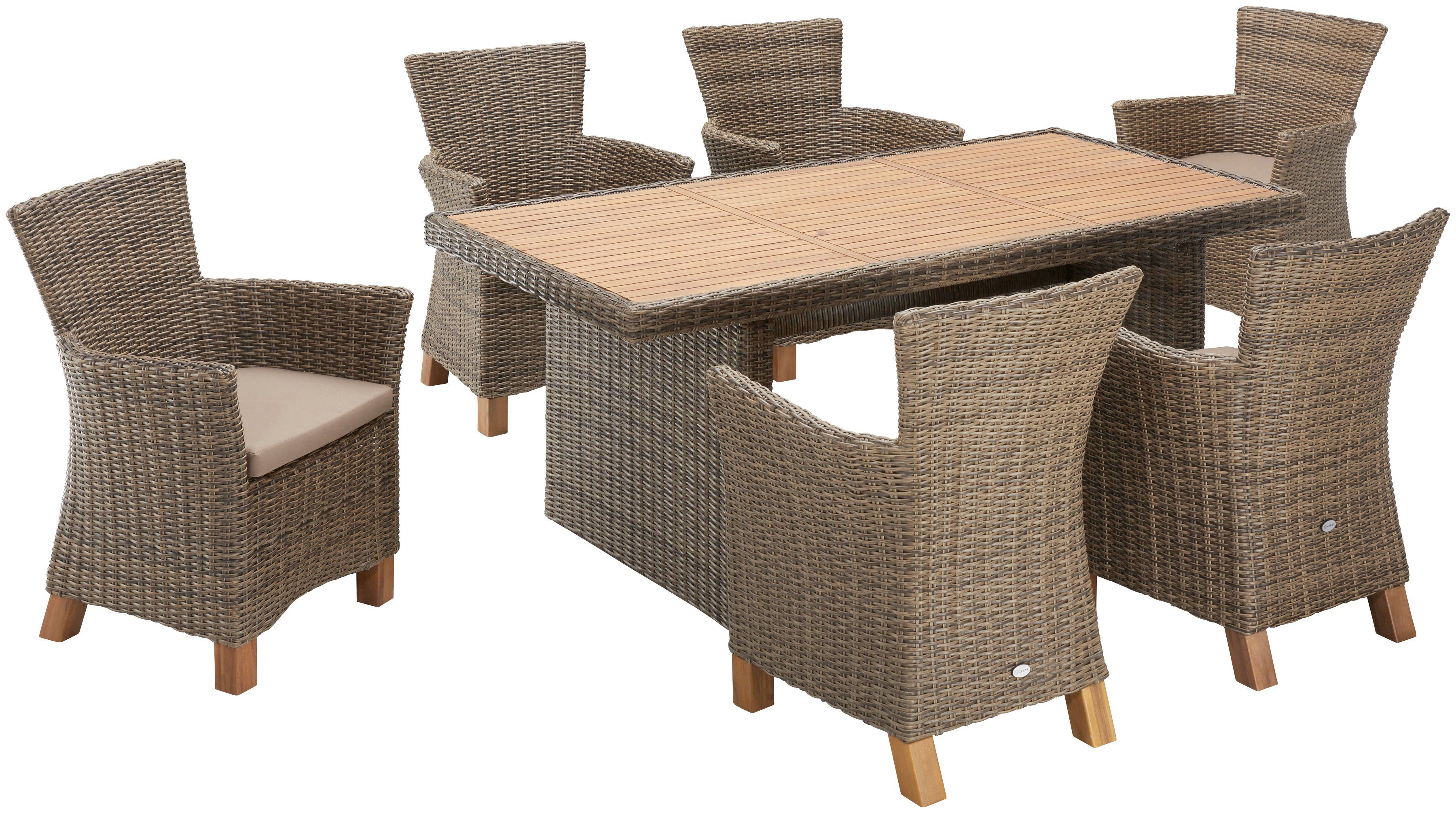 MERXX Garten-Essgruppe Toskana, (13-tlg., 6 Sessel, 1 Wangentisch 185x90 cm günstig online kaufen