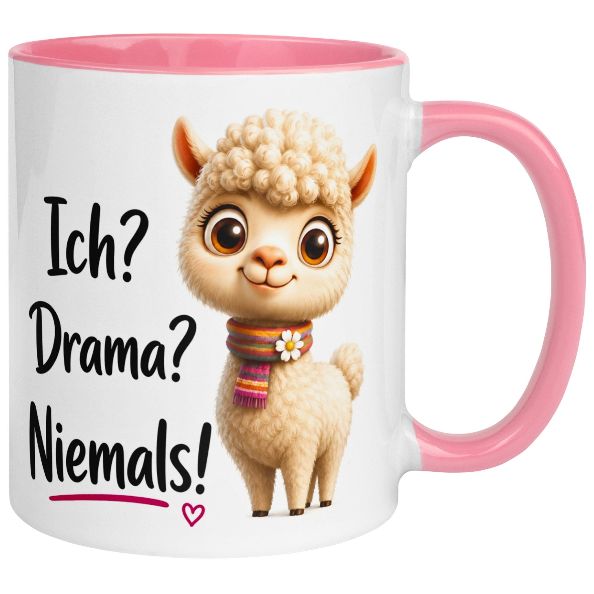Momentals Tasse Alpaka – „Ich? Drama? Niemals!“ – lustiger Geschenk Becher, Gratis Versand · Links-&Rechtshänder · Spülmaschinenfest