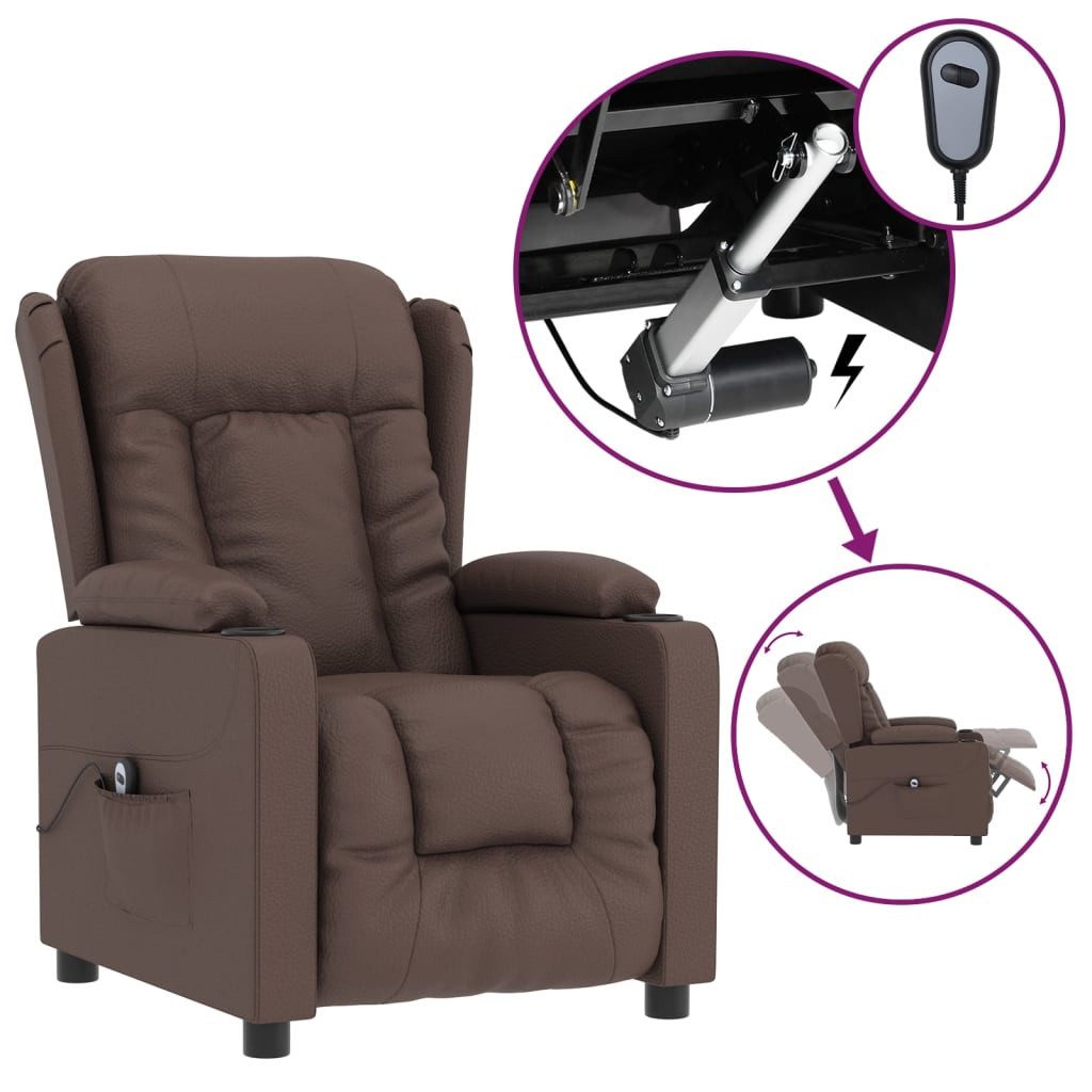 vidaXL Sessel Elektrischer Relaxsessel Braun Kunstleder günstig online kaufen