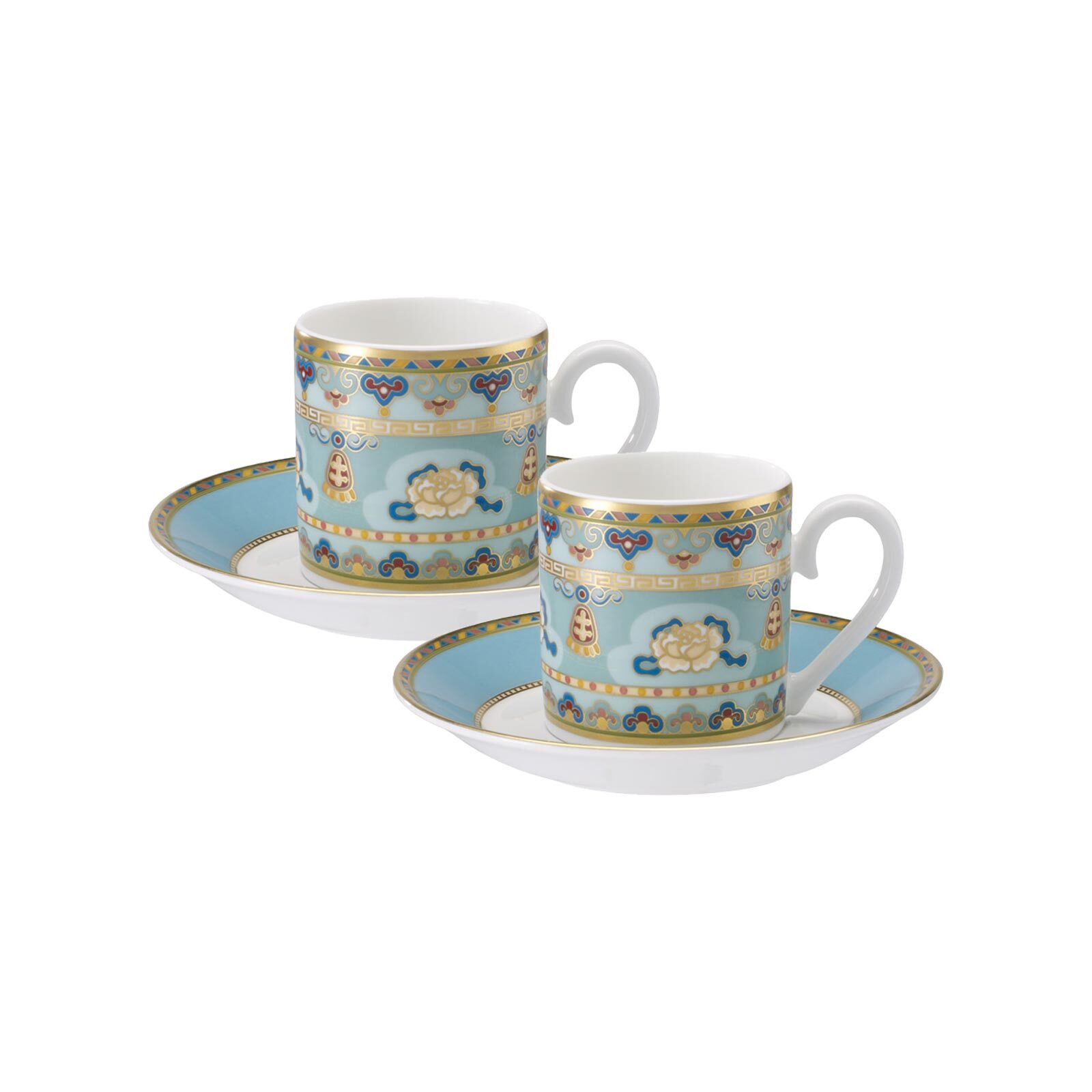 Villeroy & Boch Tasse Samarkand Aquamarin Espressotassen mit Untertassen, 2-tlg., Porzellan