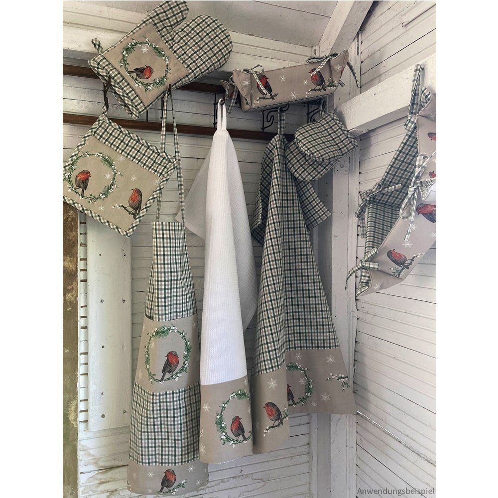 matches21 HOME & HOBBY Topflappen Topfhandschuh LEILA Karo Vogel Tanne bunt 17x33 cm Landhaus, (1-tlg)