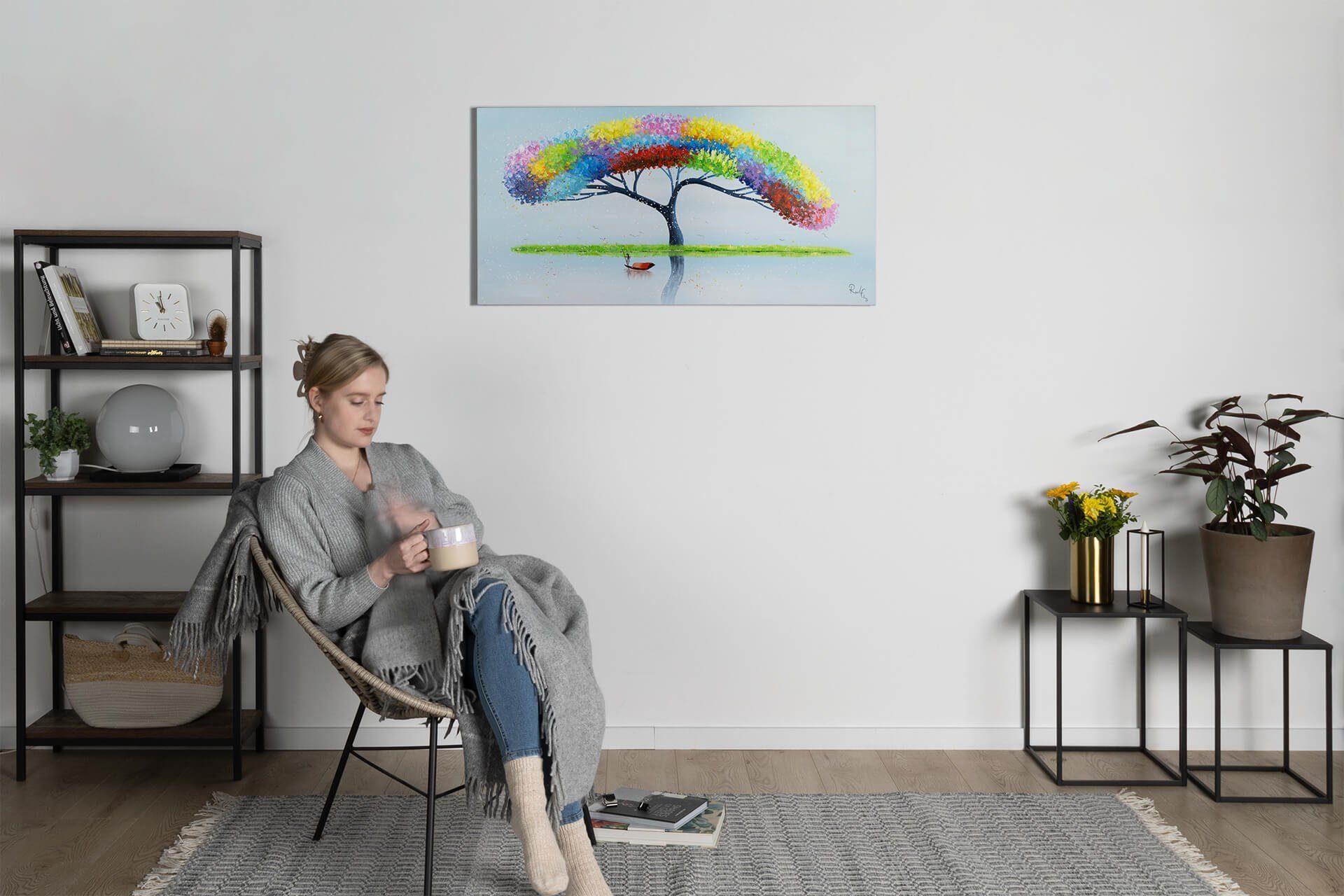 KUNSTLOFT 120x60 Wohnzimmer Zen Lehre Wandbild Leinwandbild 100% Gemälde HANDGEMALT des cm,