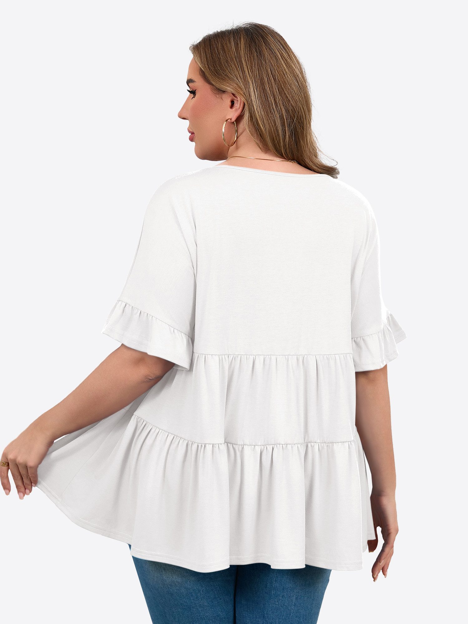 Imily Bela T-Shirt Damen Bluse mit Volants in Übergröße (Packung, 1-tlg., 1 günstig online kaufen