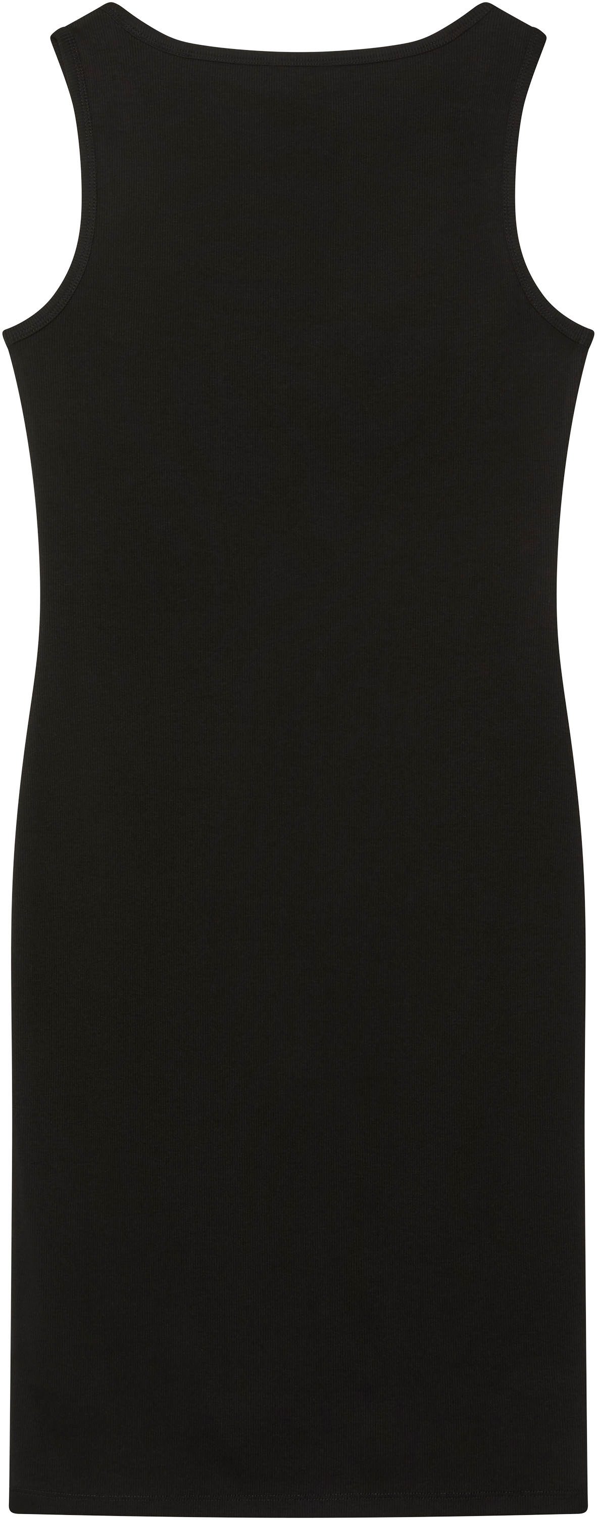 Calvin Klein Jeans Minikleid BABY RIB WOVEN LABEL Figurbetonte Passform mit Rundhalsausschnitt