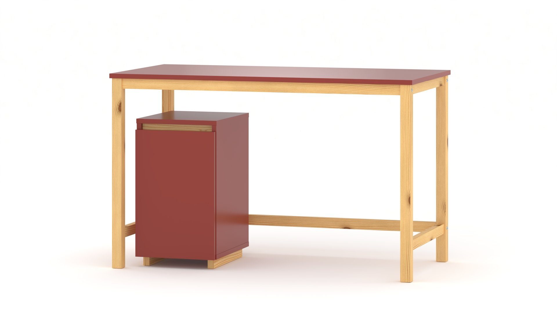 Siblo Schreibtisch Schreibtisch Elio mit Container und farbigen Beinen (Schreibtisch Elio mit Container und farbigen Beinen) Rot