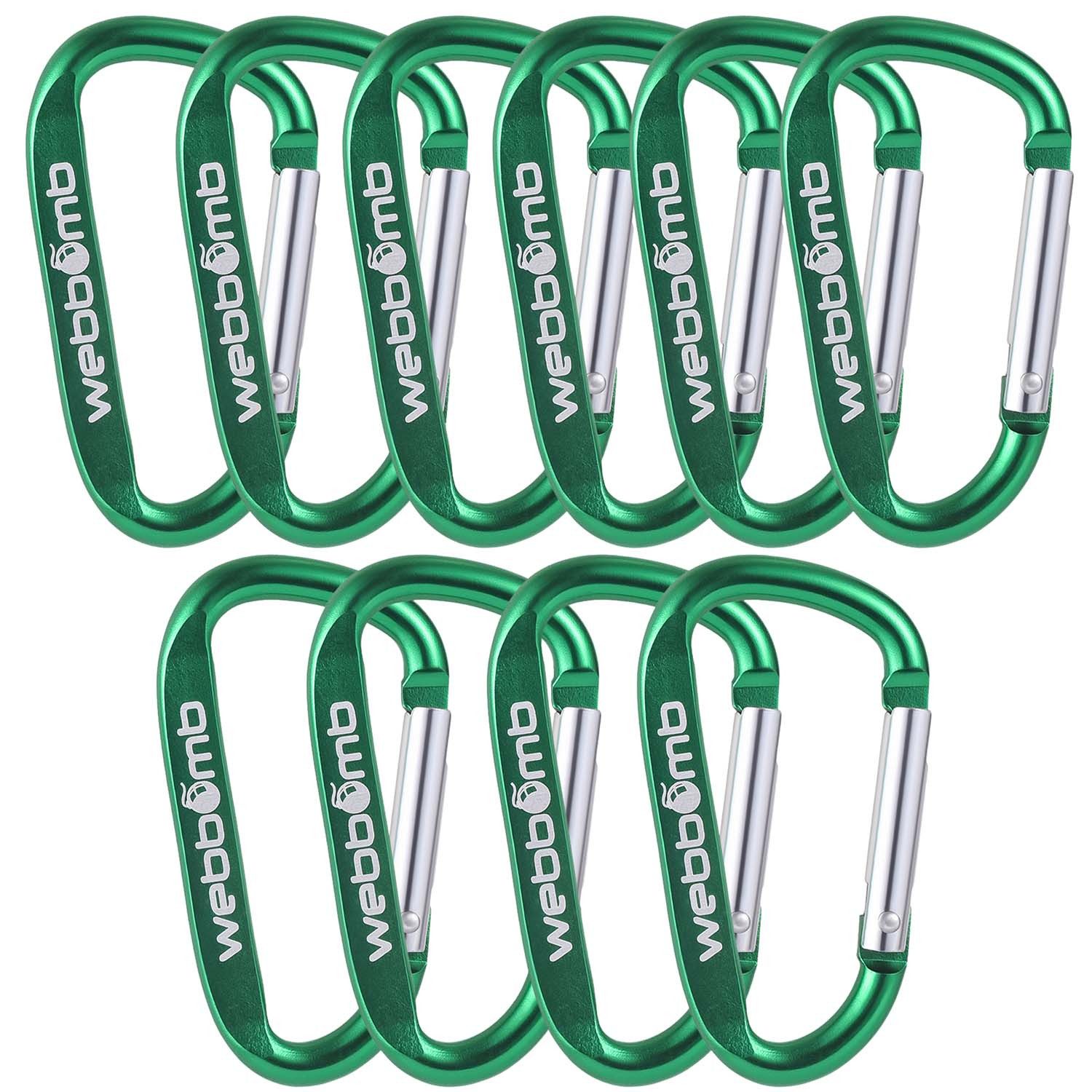 WEBBOMB Karabiner 10 x Bunte Karabinerhaken 6,7/ 8cm Schlüsselanhänger für Camping Sport