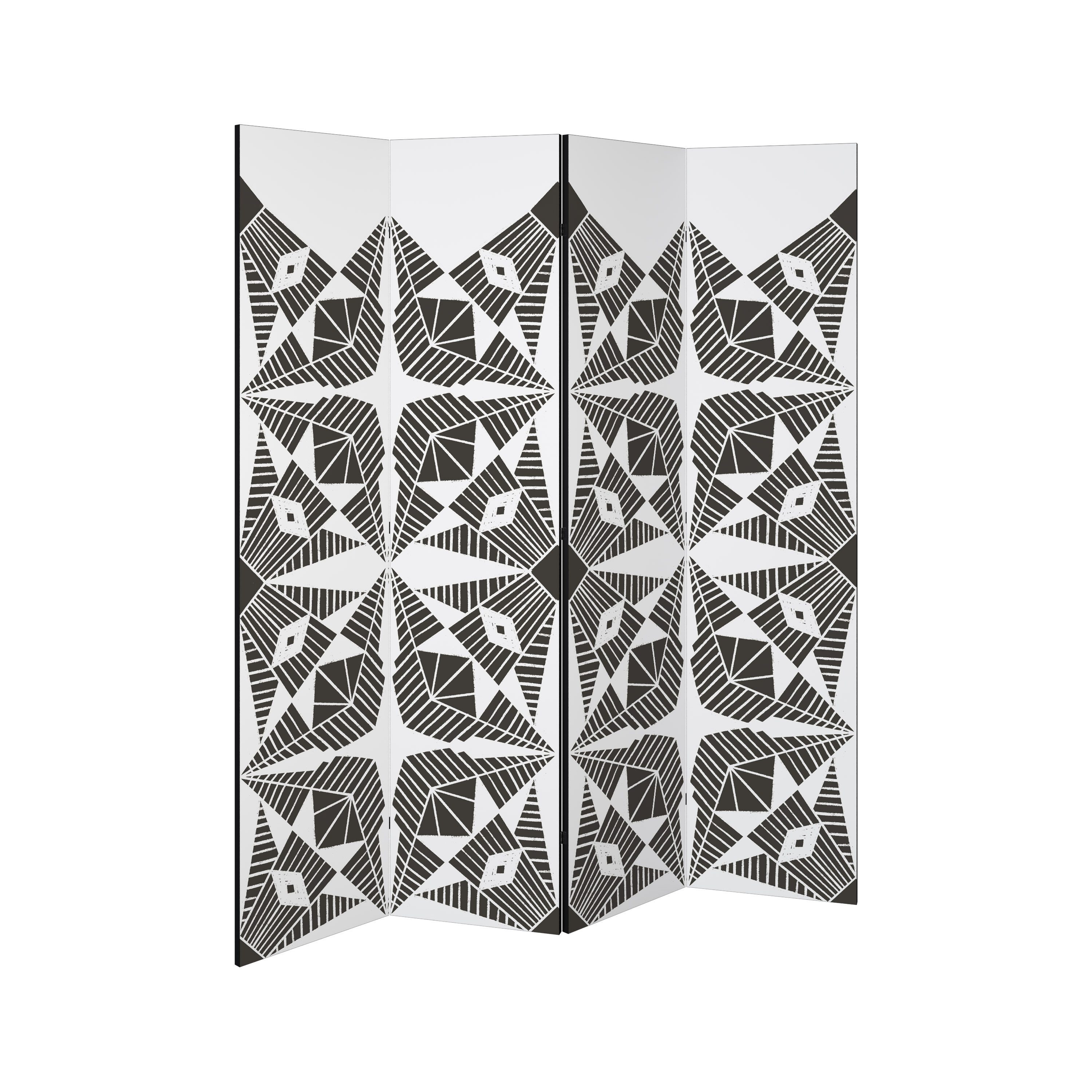 SPACEREBELS Paravent MONOCHROME NEXUS (1 St), Raumteiler mit 4 Paneelen, beidseitig bedruckt, 152 x 168 cm