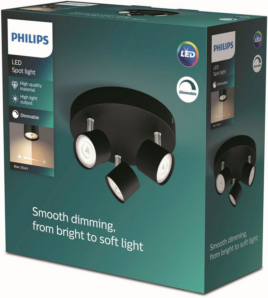 Philips LED Deckenspots Star, Dimmfunktion, LED fest integriert, Warmweiß,  Hochwertige LED-Beleuchtung
