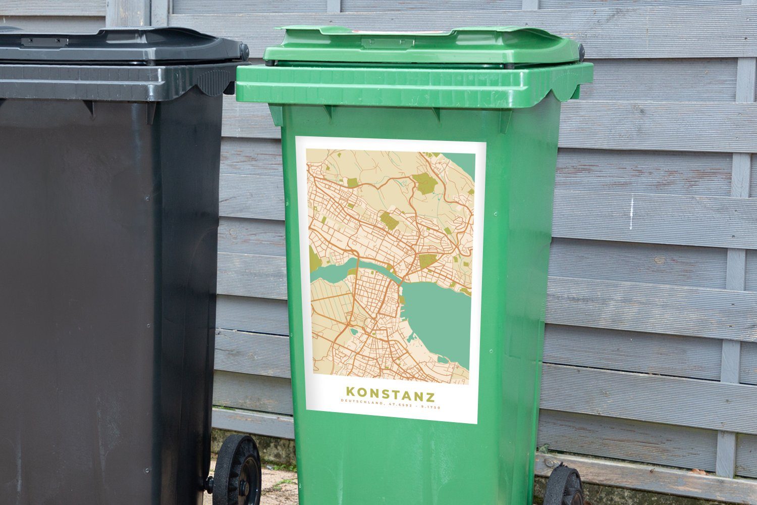- Konstanz Vintage (1 St), Mülltonne, Mülleimer-aufkleber, - Container, MuchoWow Abfalbehälter Sticker, - Wandsticker Karte Karte