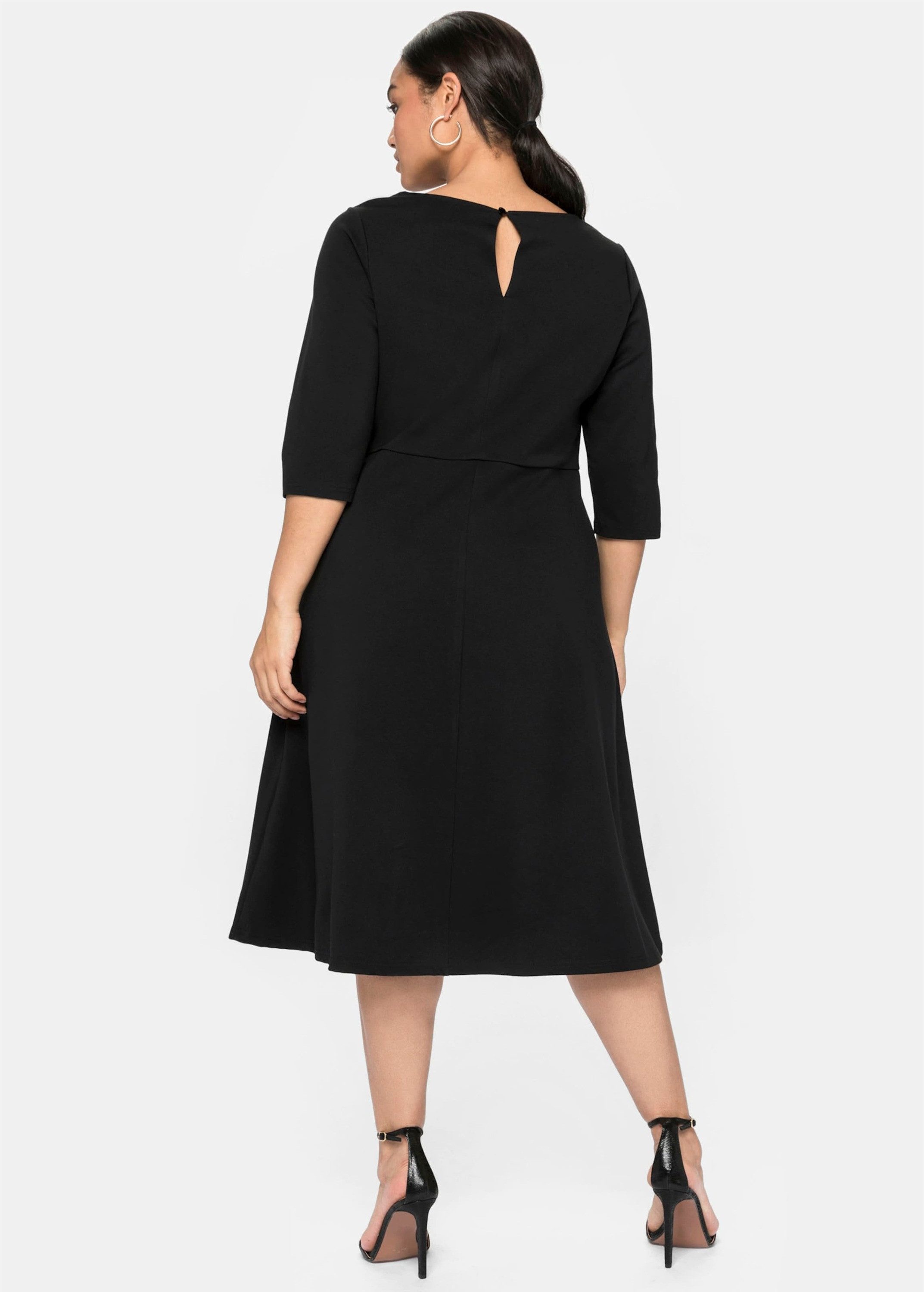 Sheego Etuikleid Abendkleid 3/4-Arm mit U-Boot-Ausschnitt und Spitzeneinsat günstig online kaufen