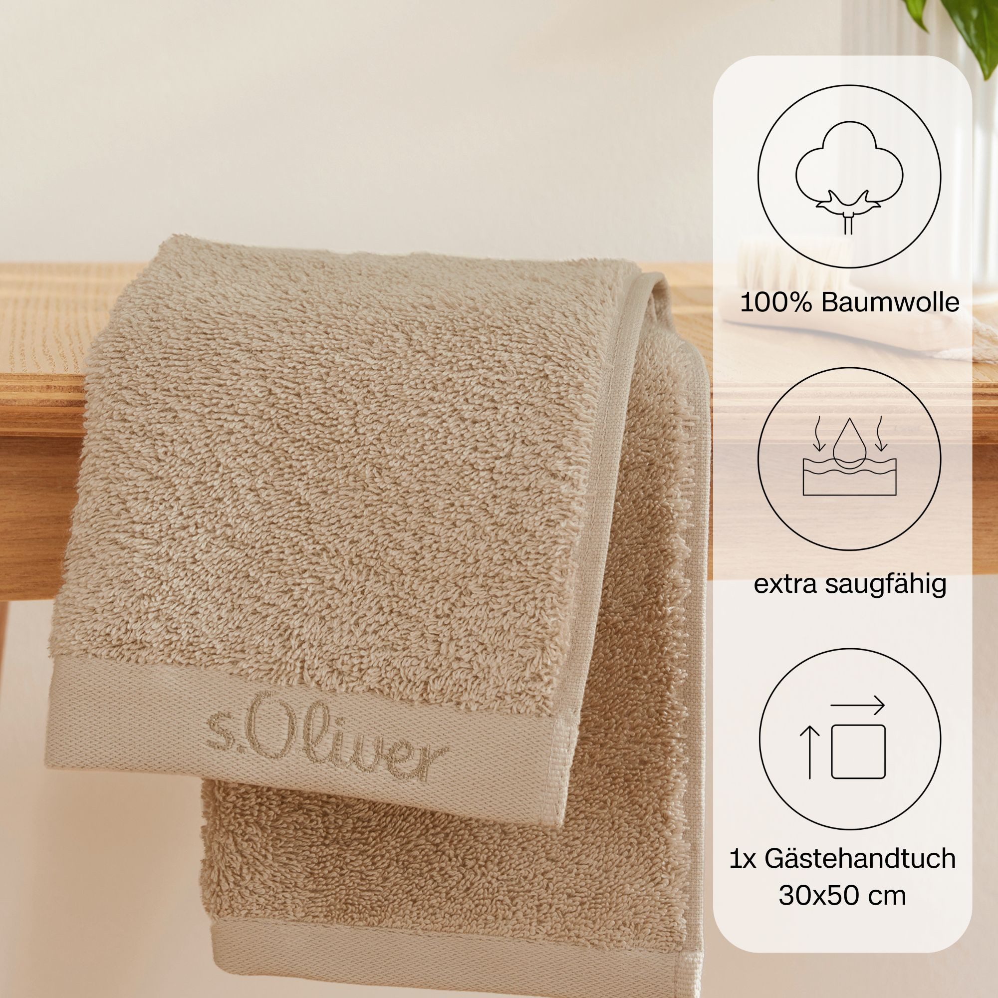 s.Oliver Gästehandtuch s.Oliver, Premium Qualität, 600 gr/m², auch als Sets erhältlich, Walkfrottier (1-St), große Farbauswahl, auch als Duschtuch, Waschhandschuh, Handtuch