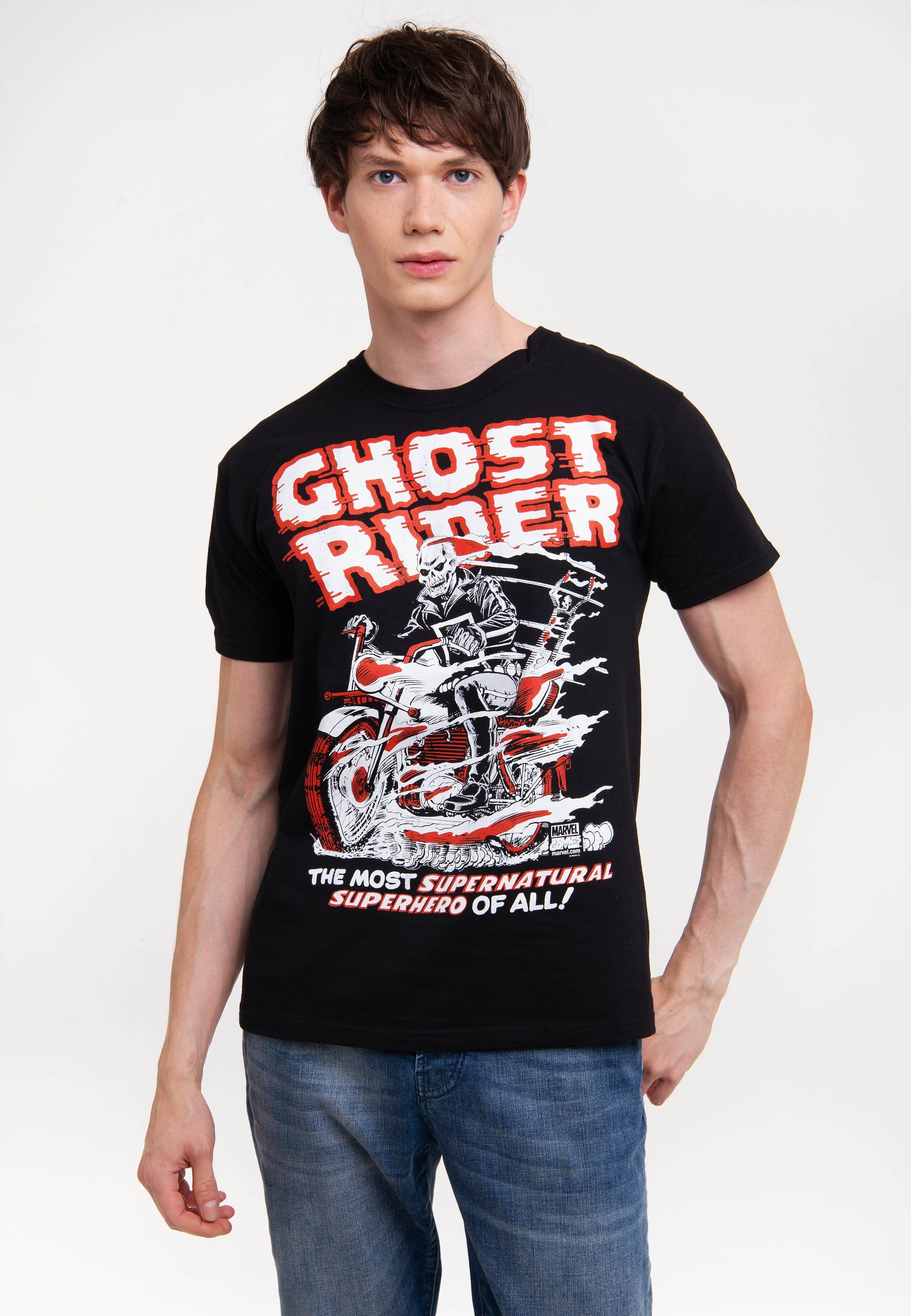 LOGOSHIRT T-Shirt Marvel lizenziertem Rider mit Ghost Print Comics 