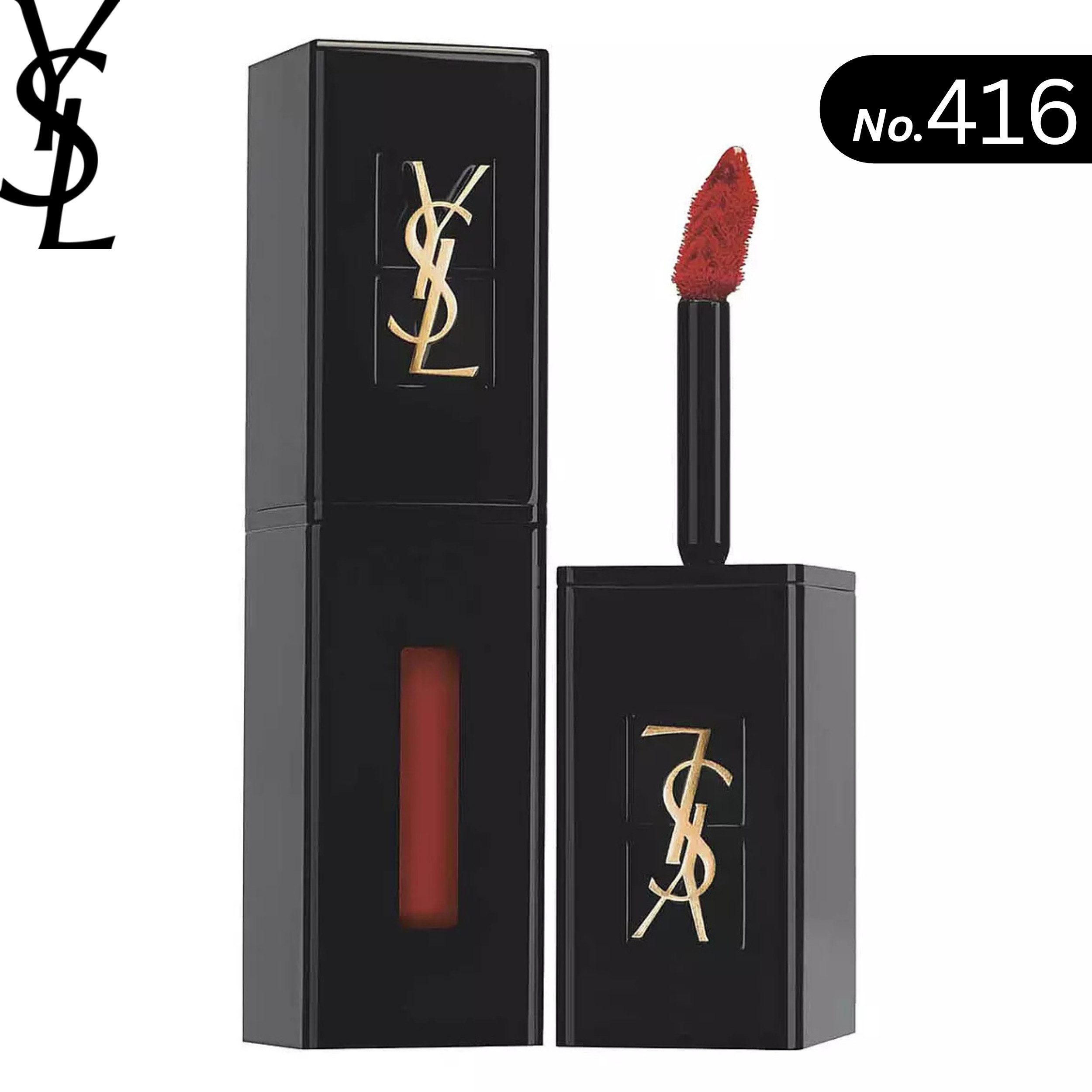 YVES SAINT LAURENT Lippenstift Rouge Pur Couture Lippenlack Vinyl Cream - 416 Psychedelic Chili, 1-tlg., intensiv, glänzender Vinyl-Effekt, langanhaltend