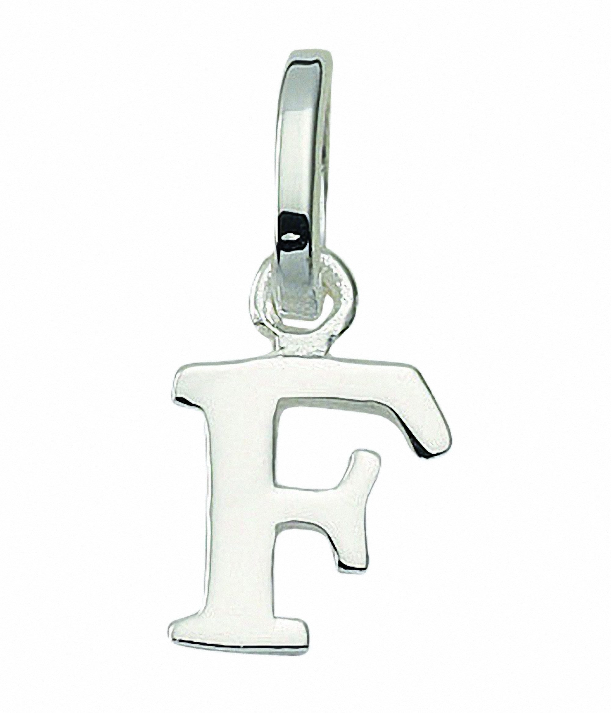 Adelia´s Namenskette Halskette - Namenskette mit Buchstabenanhänger F aus 925 Silber, Schmuckset mit bis 45 cm stufenlos verstellbarer 925 Silber Halskette