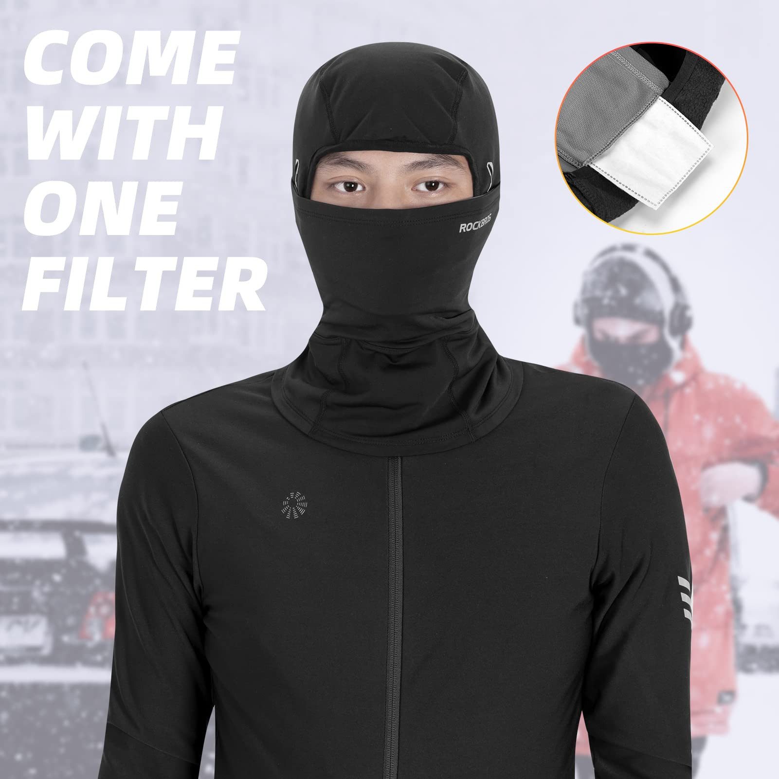 ROCKBROS Sturmhaube Winter Balaclava Radsport Sturmmaske Winddicht Atmungsaktiv brillöcher