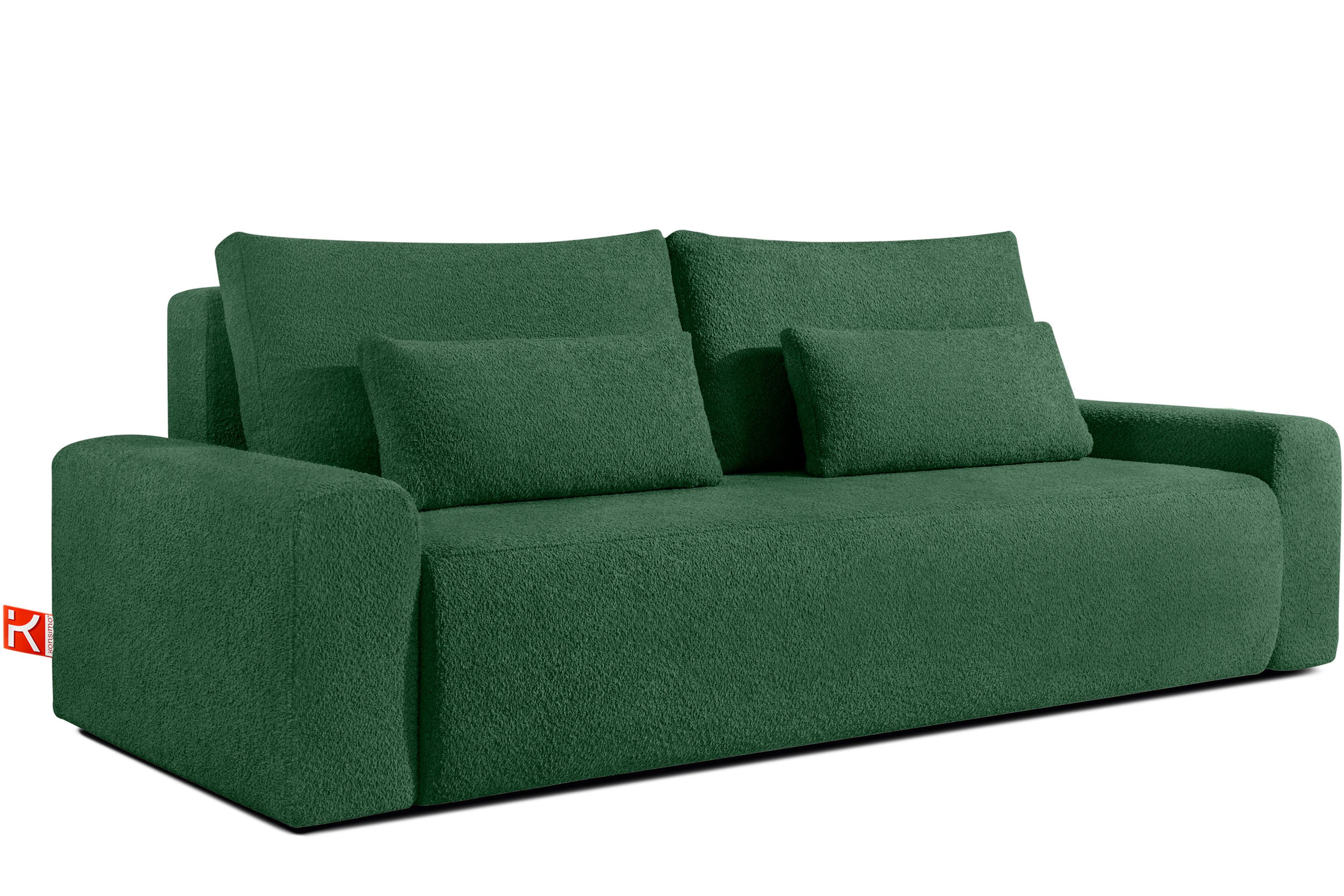 KONSIMO® 3-Sitzer MOLLIS Schlafsofa, Einzelsofa, mit Wellenfeder, hergestellt in der EU, Mega große Liegefläche für bis 2,5 Personen, mit Schlaffunktion, mit Bettkasten, mit zwei Zierkissen, Modern