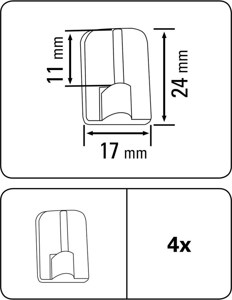 Klebehaken, GARDINIA, Vitragestangen, (Set, 4-St), Serie Vitragestange flachoval 11 mm-HomeTrends