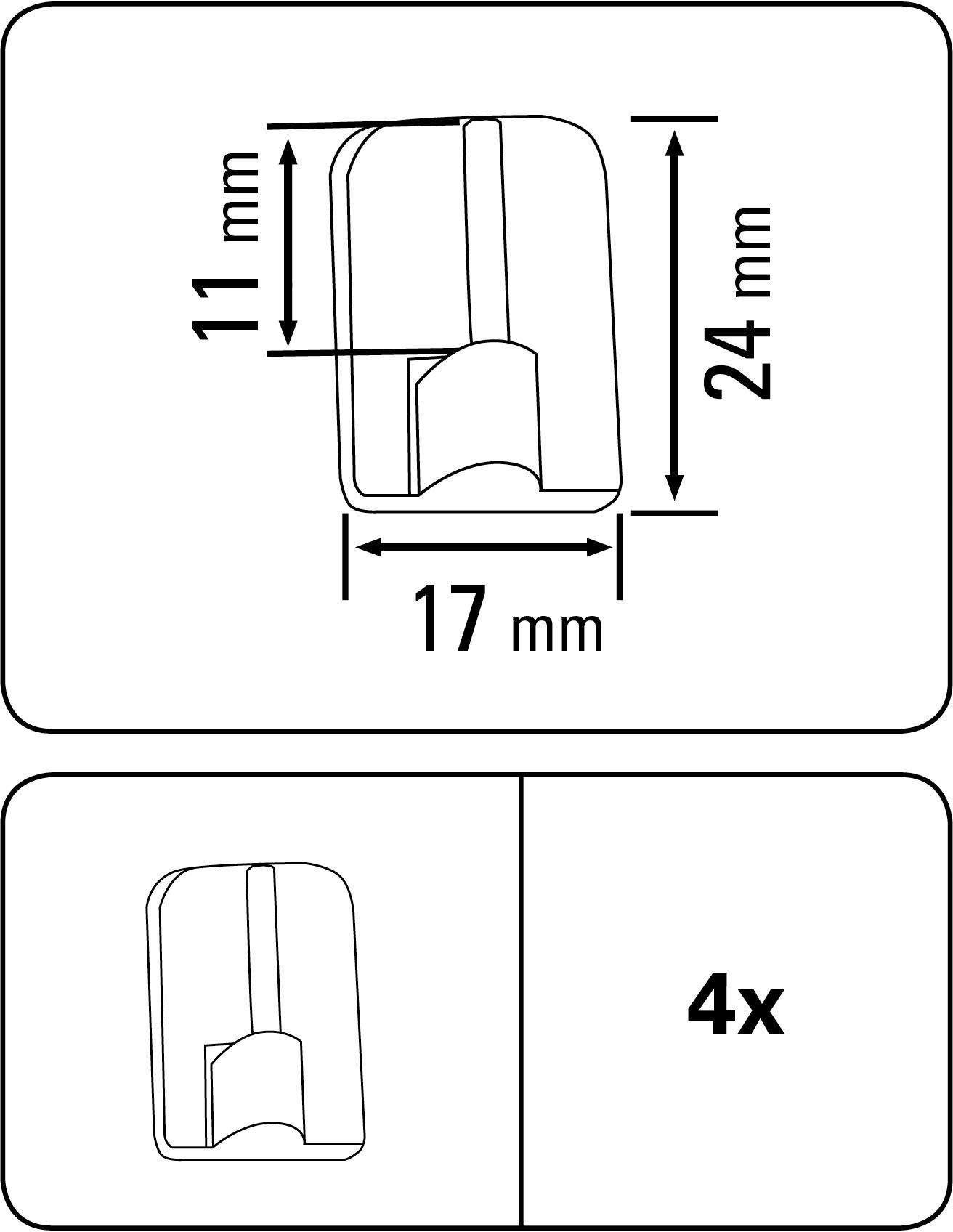 Gardinenstangenhalter, GARDINIA, Gardinenstangen, (Set, 4-St), Serie  Vitragestange flachoval Ø 11 mm, Klebehaken aus Kunststoff mit Stahlstift
